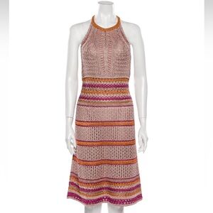 Elegant Multicolor Knit Halter Dress